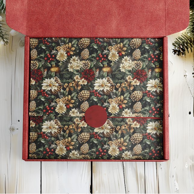 Traditional Christmas Pine Floral Holiday  Tissue Paper (Creator Uploaded)