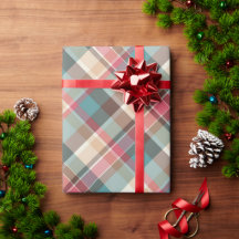 Traditional Christmas Plaid Blue Brown Red Pattern