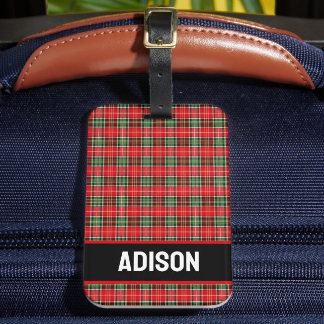 Traditional Christmas Plaid Luggage Tag (Front Insitu 2)