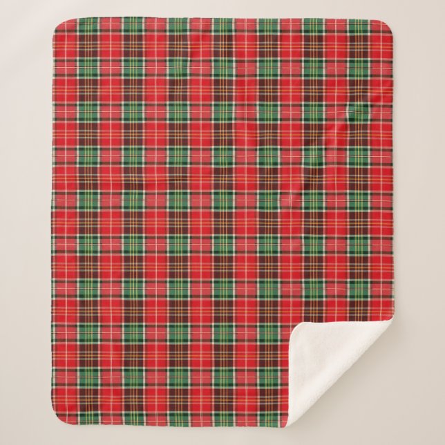 Traditional Christmas Plaid Sherpa Blanket (Front)
