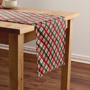 Traditional Christmas Plaid Short Table Runner