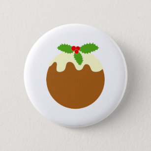 Traditional Christmas Pudding. On White. 6 Cm Round Badge