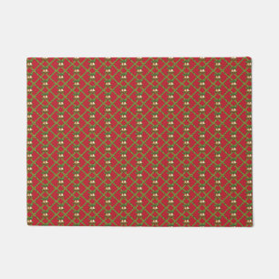 Traditional Christmas red and green jingle bells Doormat