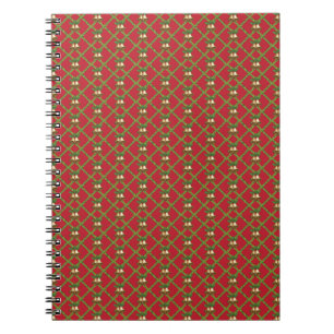 Traditional Christmas red and green jingle bells Spiral Notebook
