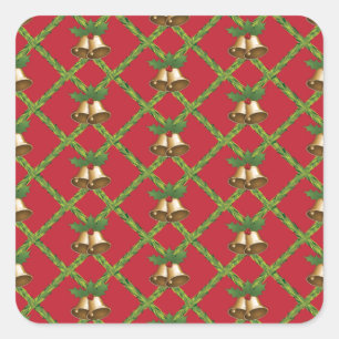 Traditional Christmas red and green jingle bells Square Sticker