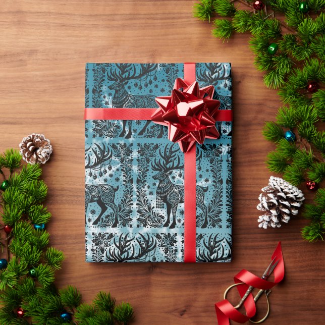 Traditional Christmas Reindeer Wrapping Paper (Holiday Gift)