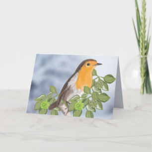 Traditional Christmas Robin and Ivy Holiday Card