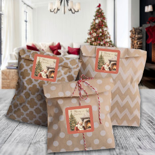 Traditional Christmas Santa Claus Custom Name Square Sticker