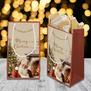 Traditional Christmas Santa Claus Small Gift Bag