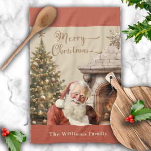 Traditional Christmas Santa Claus  Tea Towel