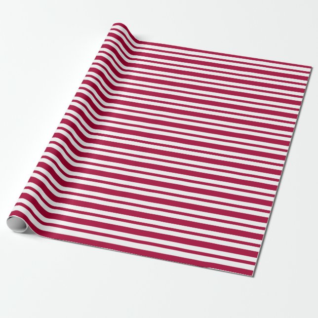 Traditional Christmas Stripes Wrapping Paper (Unrolled)