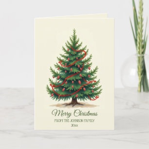 Traditional Christmas Tree Family Holiday Greeting Card