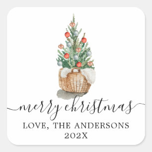 Traditional Christmas tree Merry Christmas sticker