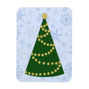 Traditional Christmas Tree on Snowflake Blizzard Magnet