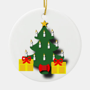 Traditional Christmas Tree with Candles Ceramic Tree Decoration