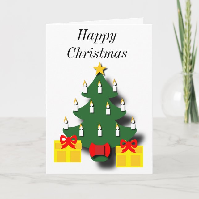 Traditional Christmas Tree with Candles editable  Card (Front)