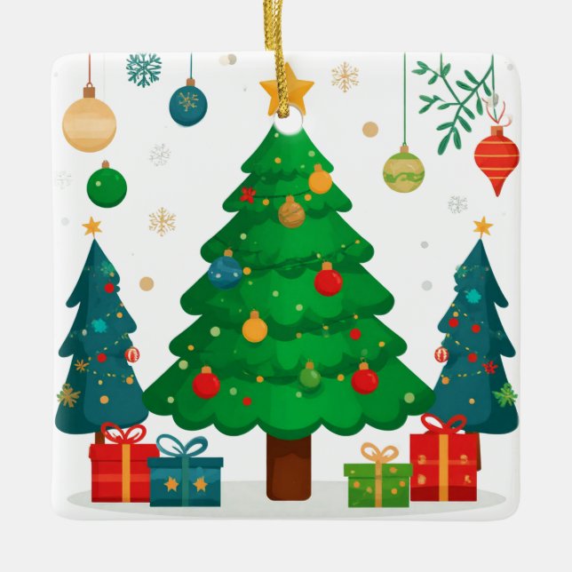 Traditional Christmas Tree With Colourful Ornament (Front)