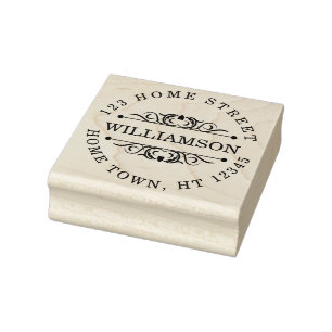 Traditional Circular Flourish Return Address Rubber Stamp