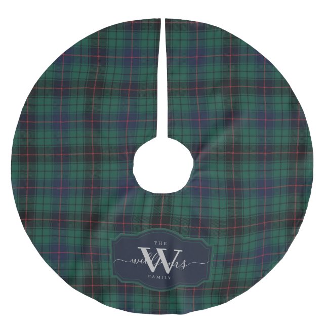 Traditional Clan Davidson Scottish Tartan Plaid  Brushed Polyester Tree Skirt (Front)
