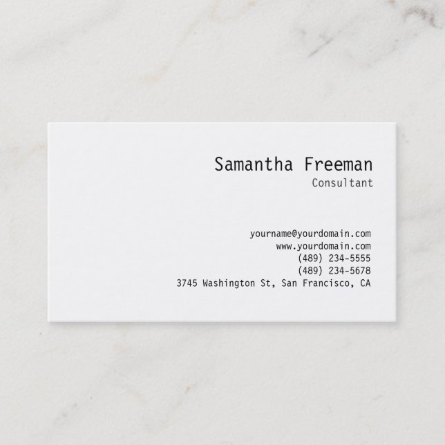 Traditional Class Clear Black White Business Card (Front)