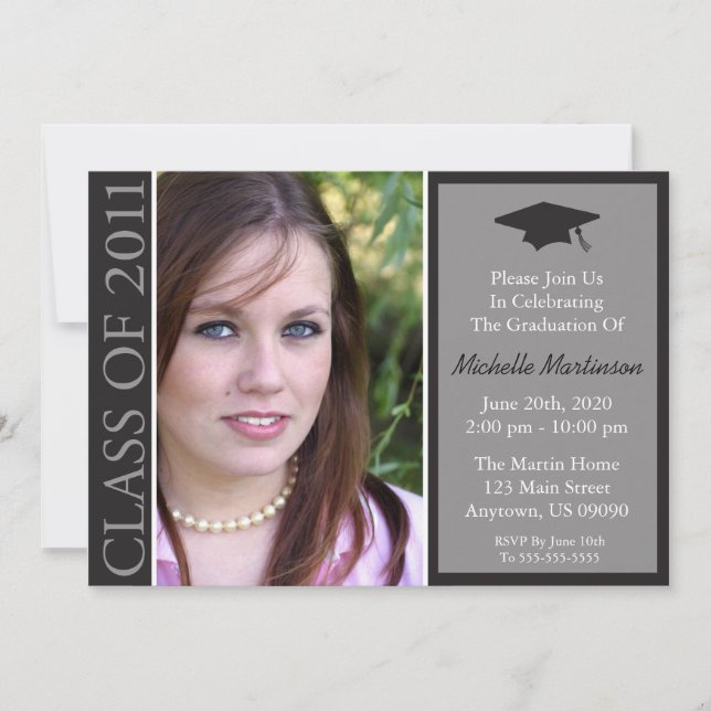 Traditional Class Of 2011 Graduation (Black) Invitation (Front)