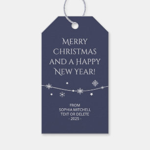 Traditional Classic Dark Blue  Snowflake Gift Tags