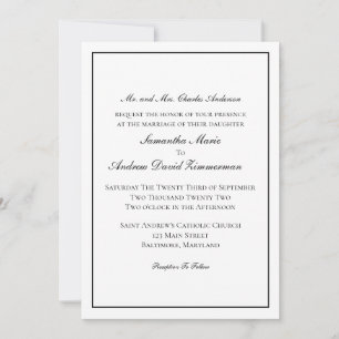Traditional Classic Formal Elegant Wedding Invita Invitation