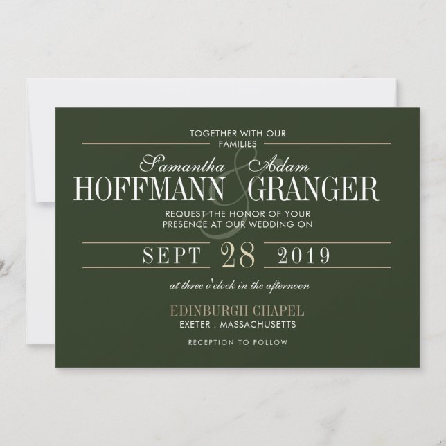 Traditional & Classic Green Wedding Invitation Set (Front)