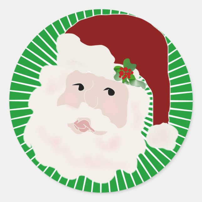 Traditional Classic Holidays Santa Clause Round Sticker (Front)