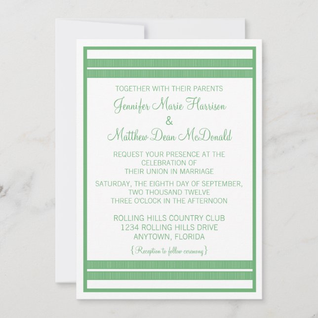Traditional Classic Stripes Wedding Invitation (Front)
