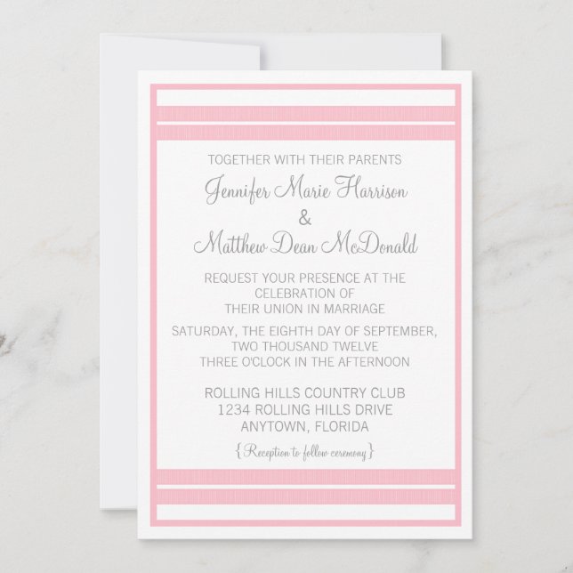 Traditional Classic Stripes Wedding Invitation (Front)