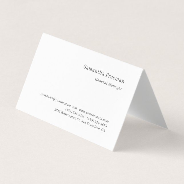 Traditional Classical Plain Black White Minimalist Business Card (Front)