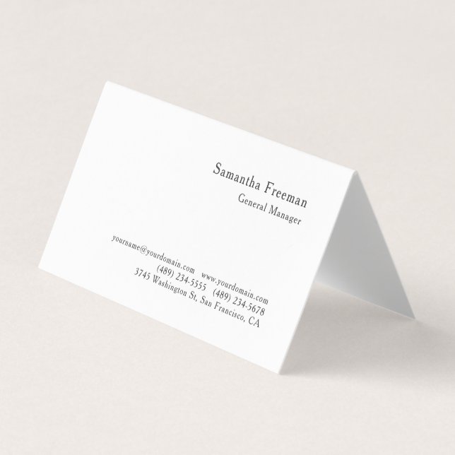 Traditional Classical Plain Black White Minimalist Business Card (Front)