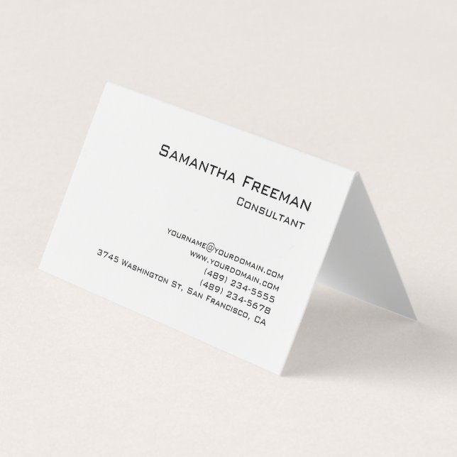 Traditional Clean Plain White Minimalist Business Card (Front)