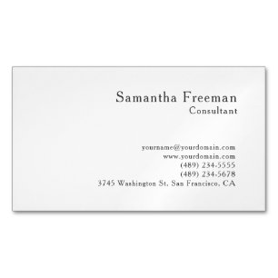 Traditional Clean Plain White Minimalist Magnetic Business Card