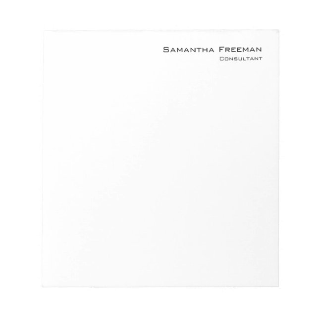 Traditional Clean Plain White Minimalist Notepad (Front)