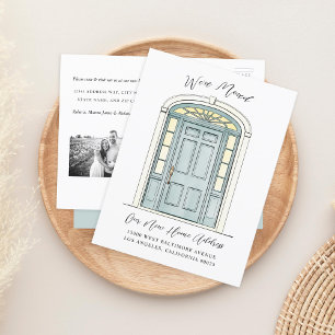 Traditional Colonial Door Illustration Moving Announcement Postcard