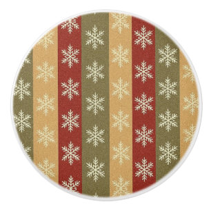 traditional colored Christmas snowflake striped Ceramic Knob