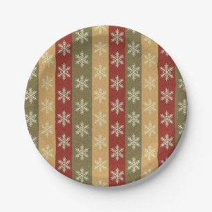 traditional colored Christmas snowflake striped  Paper Plate