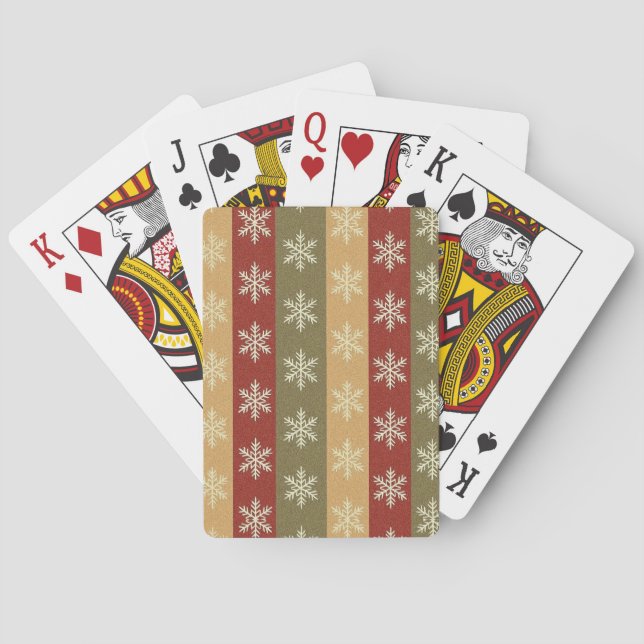 traditional colored Christmas snowflake striped  Playing Cards (Back)