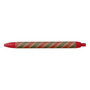 traditional colored Christmas striped  Black Ink Pen