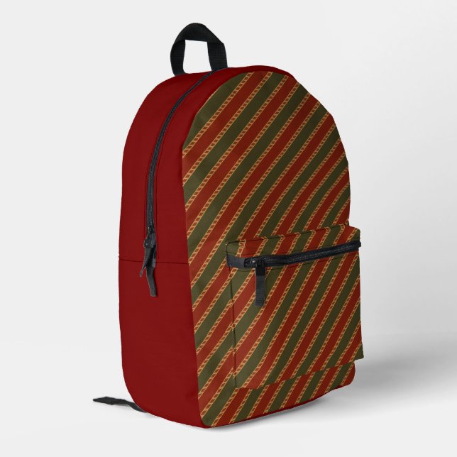 traditional colored Christmas striped  Printed Backpack (Back Corner Left)