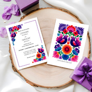 Traditional Colorful Folk Vibrant Pattern Wedding Invitation
