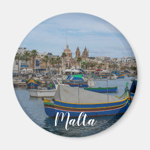 Traditional colourful fishing boats in Malta Magnet