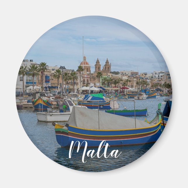 Traditional colourful fishing boats in Malta Magnet (Front)