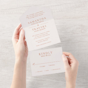 Traditional Copper Elegant Wedding All In One Invitation