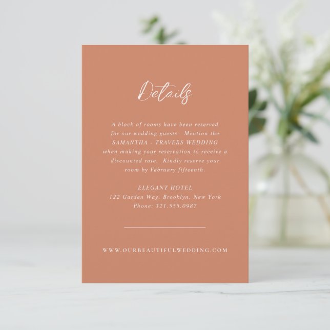 Traditional Copper Elegant Wedding Enclosure Card (Standing Front)
