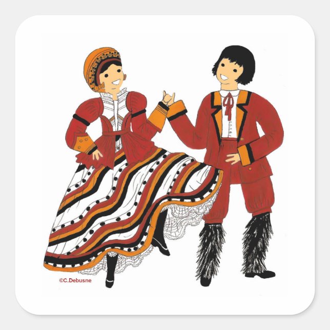 Traditional costume in Corsica, France Square Sticker (Front)