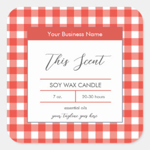 Traditional Country Red Gingham Candle Label