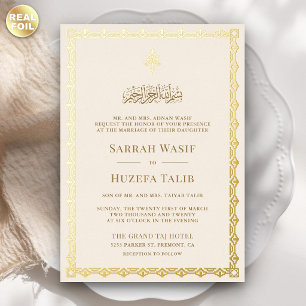 Traditional Cream and Gold Border Islamic Wedding